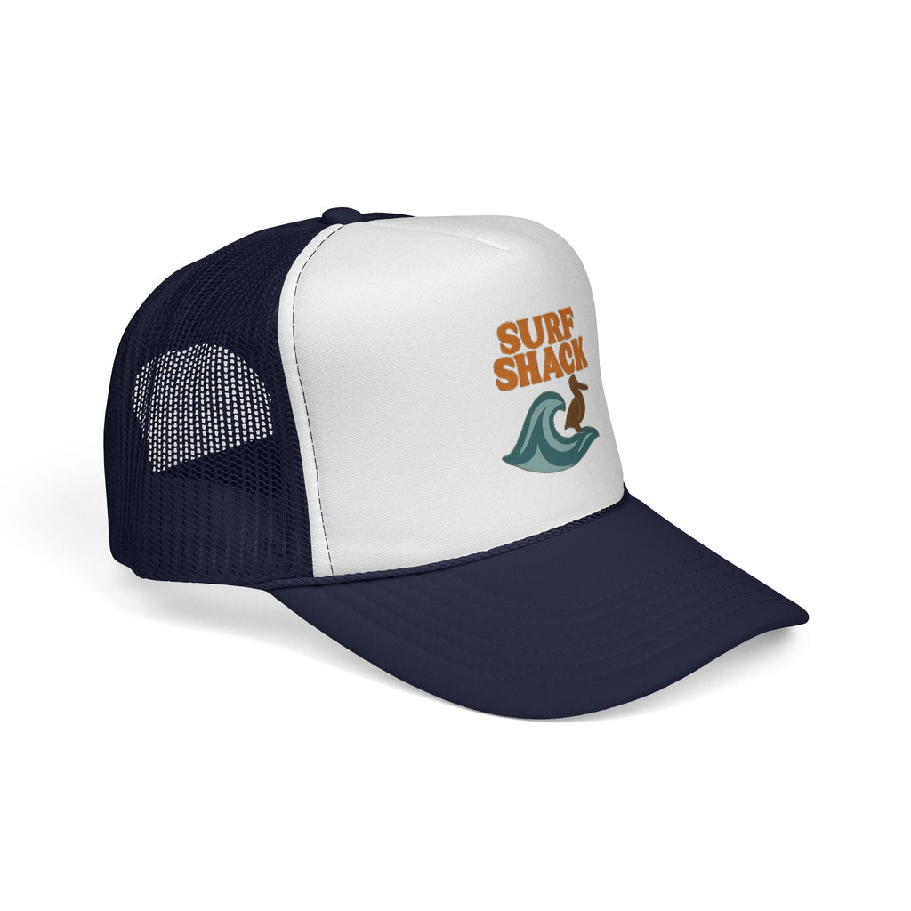 Surf Shack Trucker Cap – Retro Beach Wave & Surfer Logo