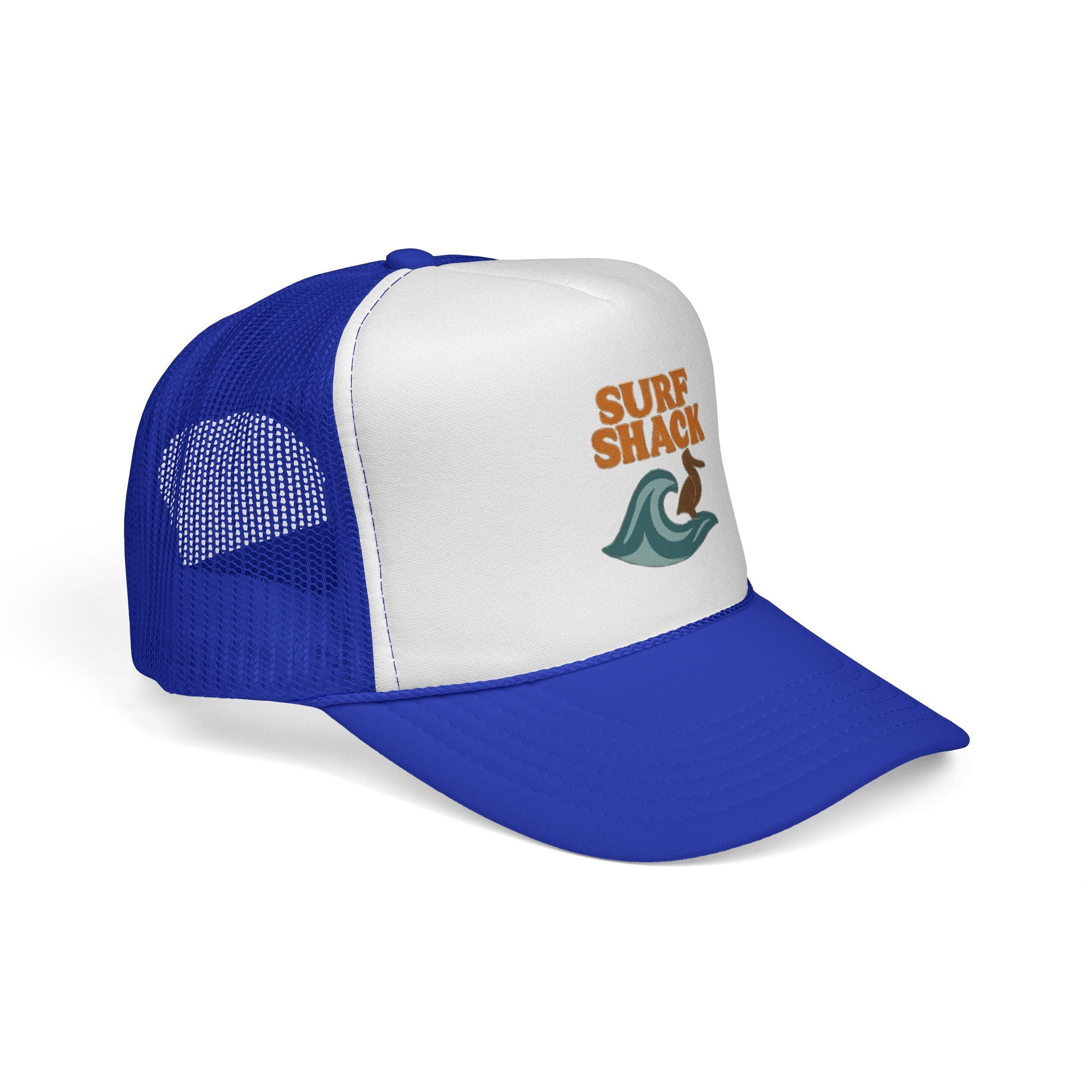 Surf Shack Trucker Cap – Retro Beach Wave & Surfer Logo