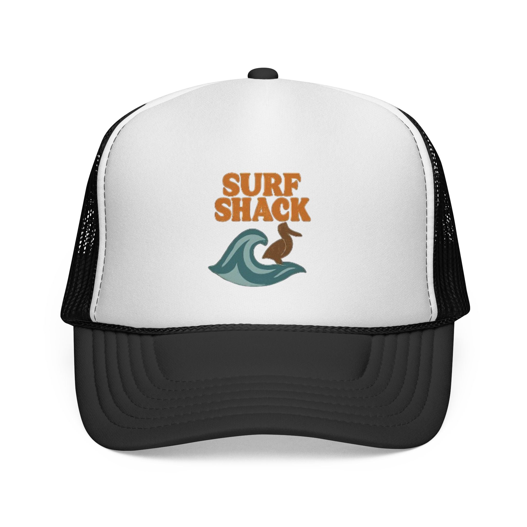 Surf Shack Trucker Cap – Retro Beach Wave & Surfer Logo