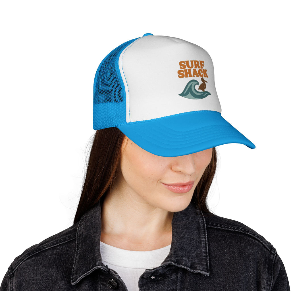 Surf Shack Trucker Cap – Retro Beach Wave & Surfer Logo