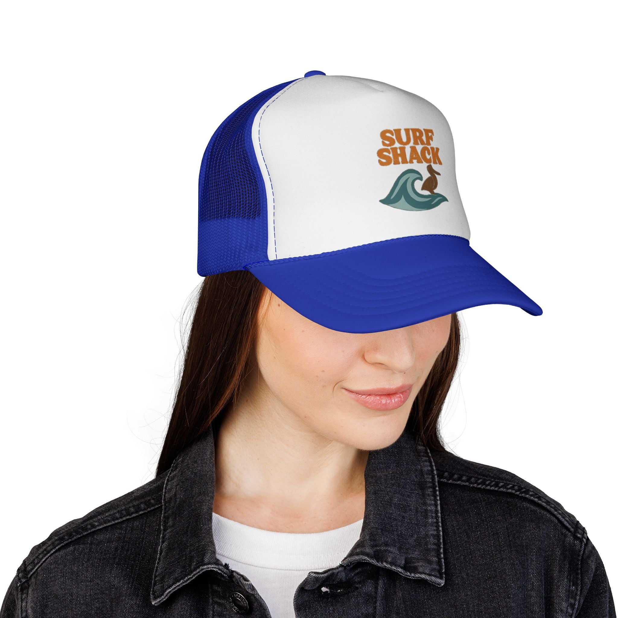 Surf Shack Trucker Cap – Retro Beach Wave & Surfer Logo