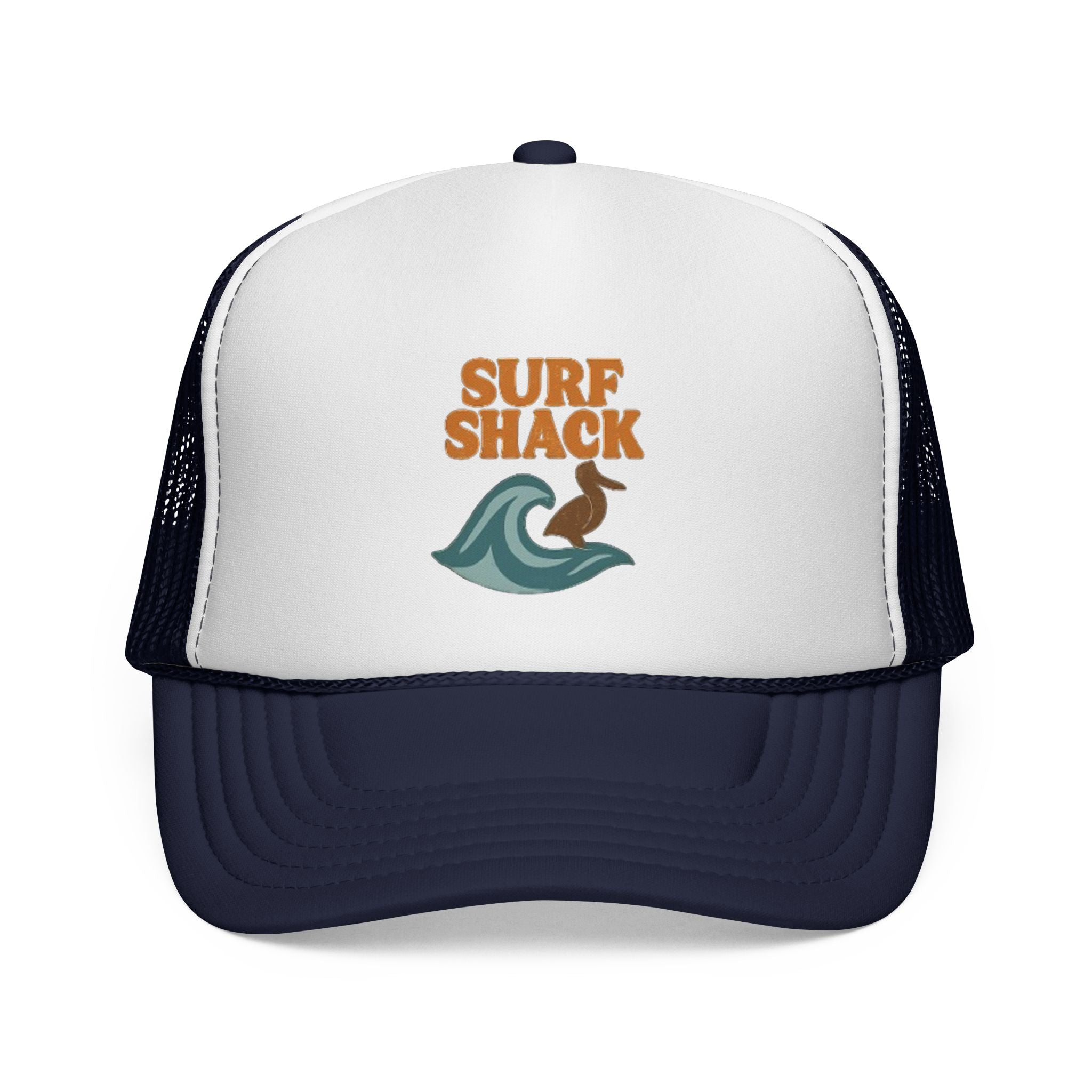 Surf Shack Trucker Cap – Retro Beach Wave & Surfer Logo