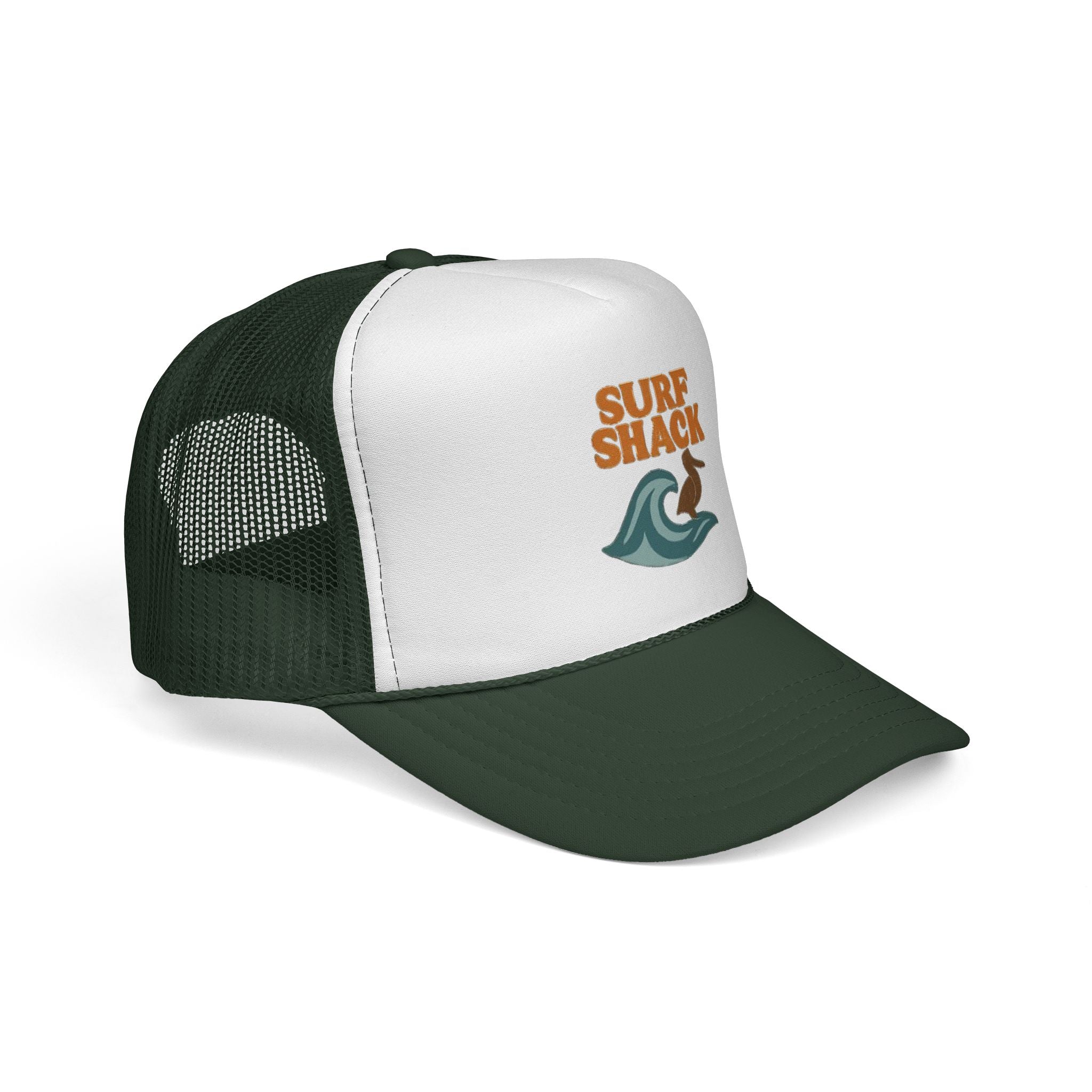 Surf Shack Trucker Cap – Retro Beach Wave & Surfer Logo