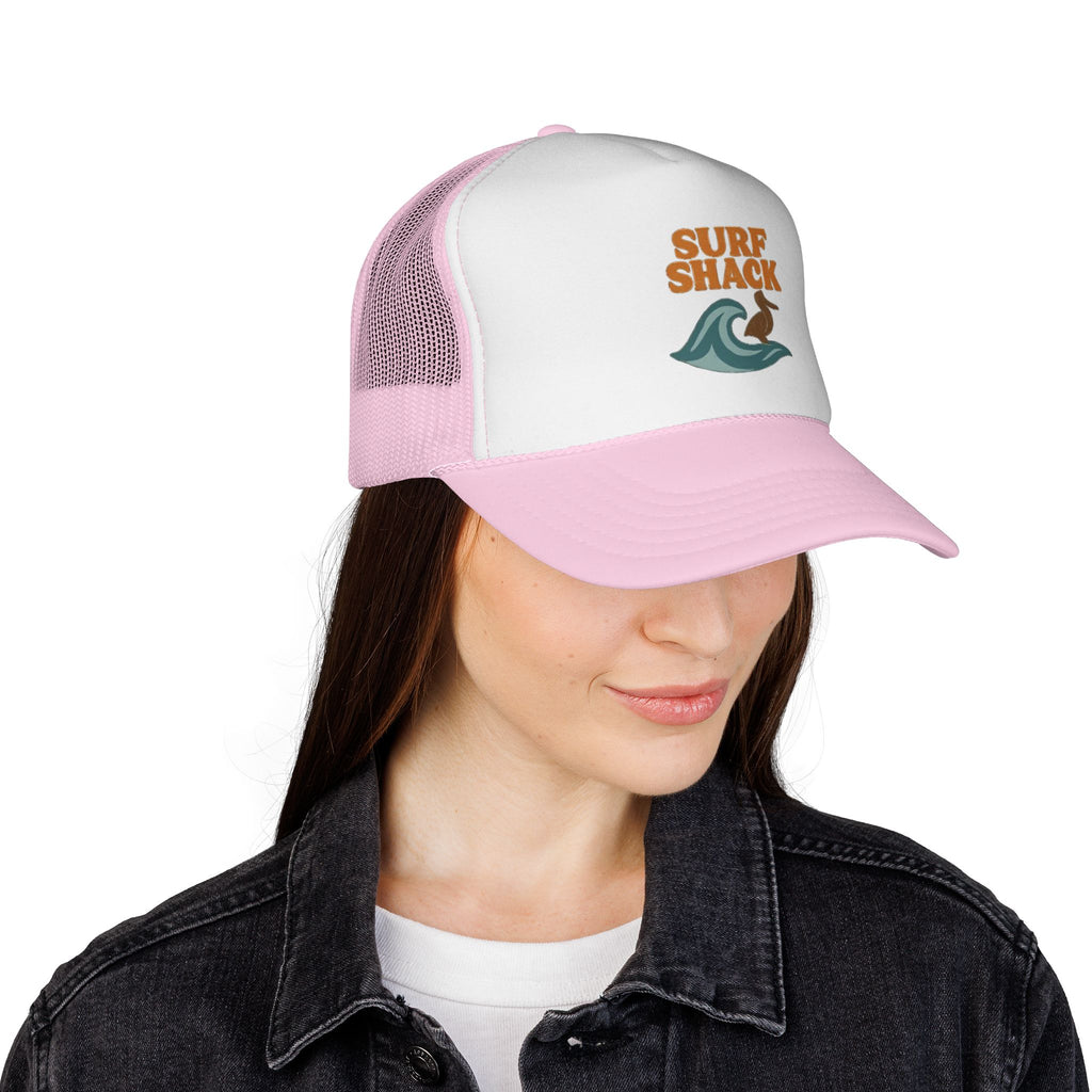 Surf Shack Trucker Cap – Retro Beach Wave & Surfer Logo