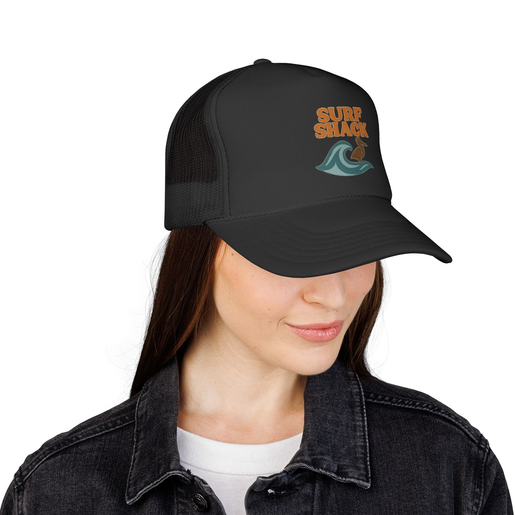 Surf Shack Trucker Cap – Retro Beach Wave & Surfer Logo