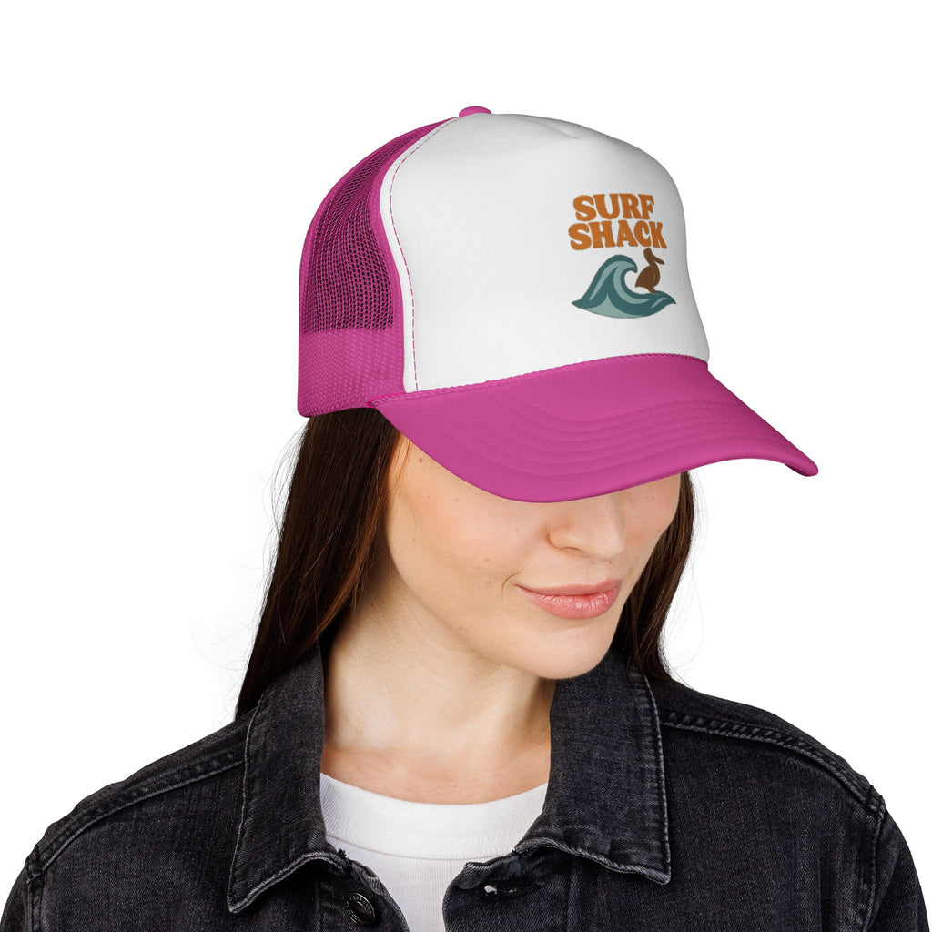 Surf Shack Trucker Cap – Retro Beach Wave & Surfer Logo