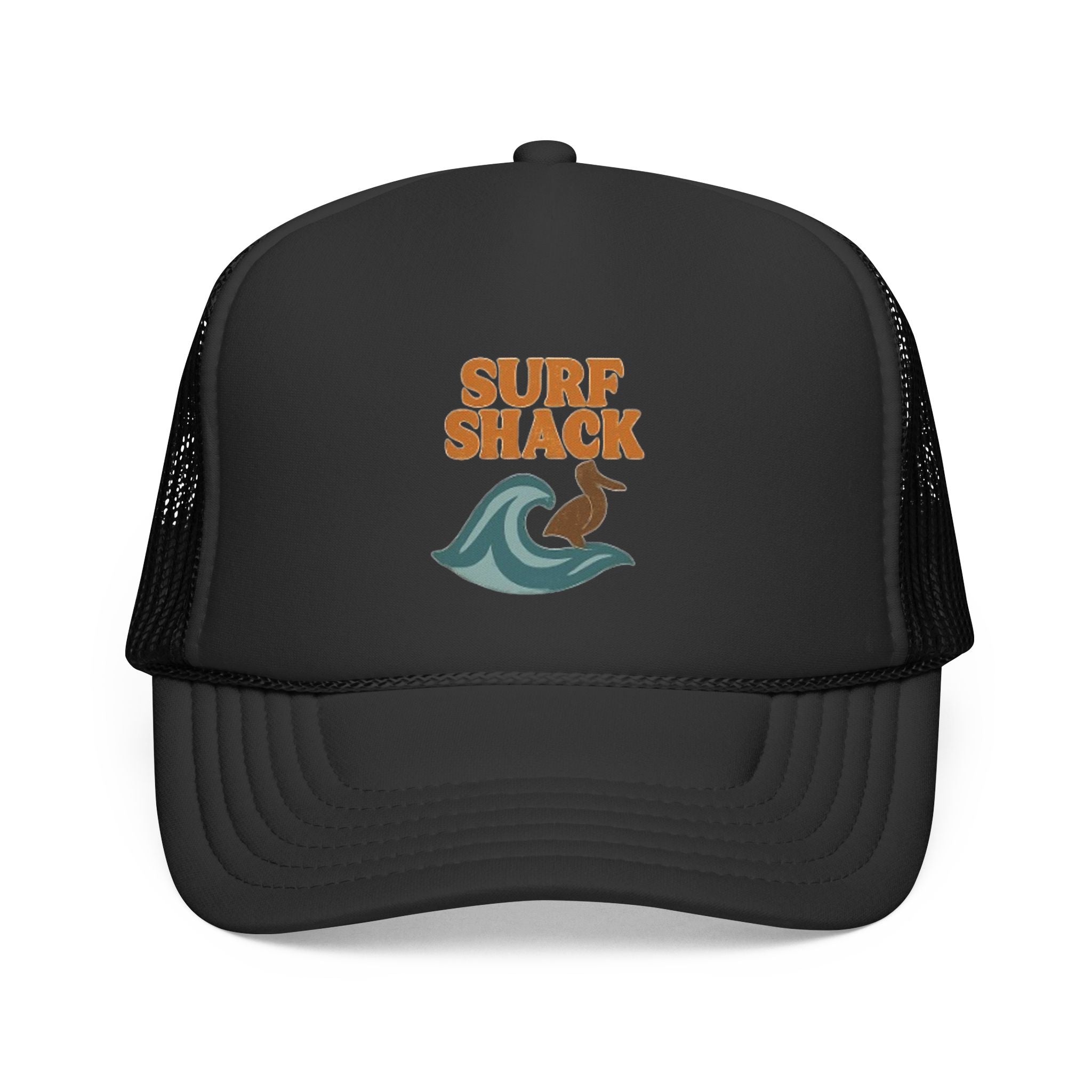 Surf Shack Trucker Cap – Retro Beach Wave & Surfer Logo