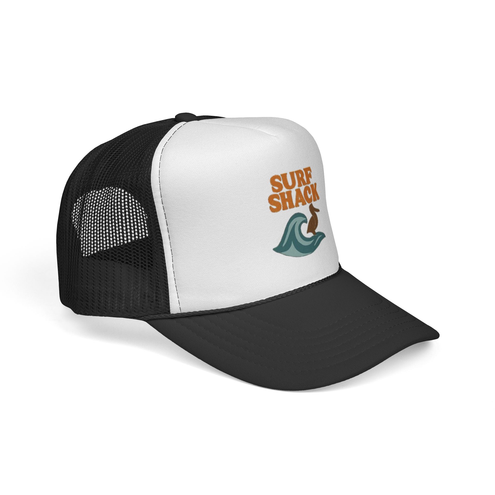 Surf Shack Trucker Cap – Retro Beach Wave & Surfer Logo